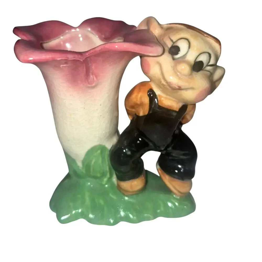 Vintage 1950s Kitschy Small Ceramic Elf Planters Set of 2 Whimsical Decor